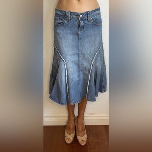 Jolt Women's Denim Vintage 90s Midi Maxi Western Indie Cowgirl Skirt (M)